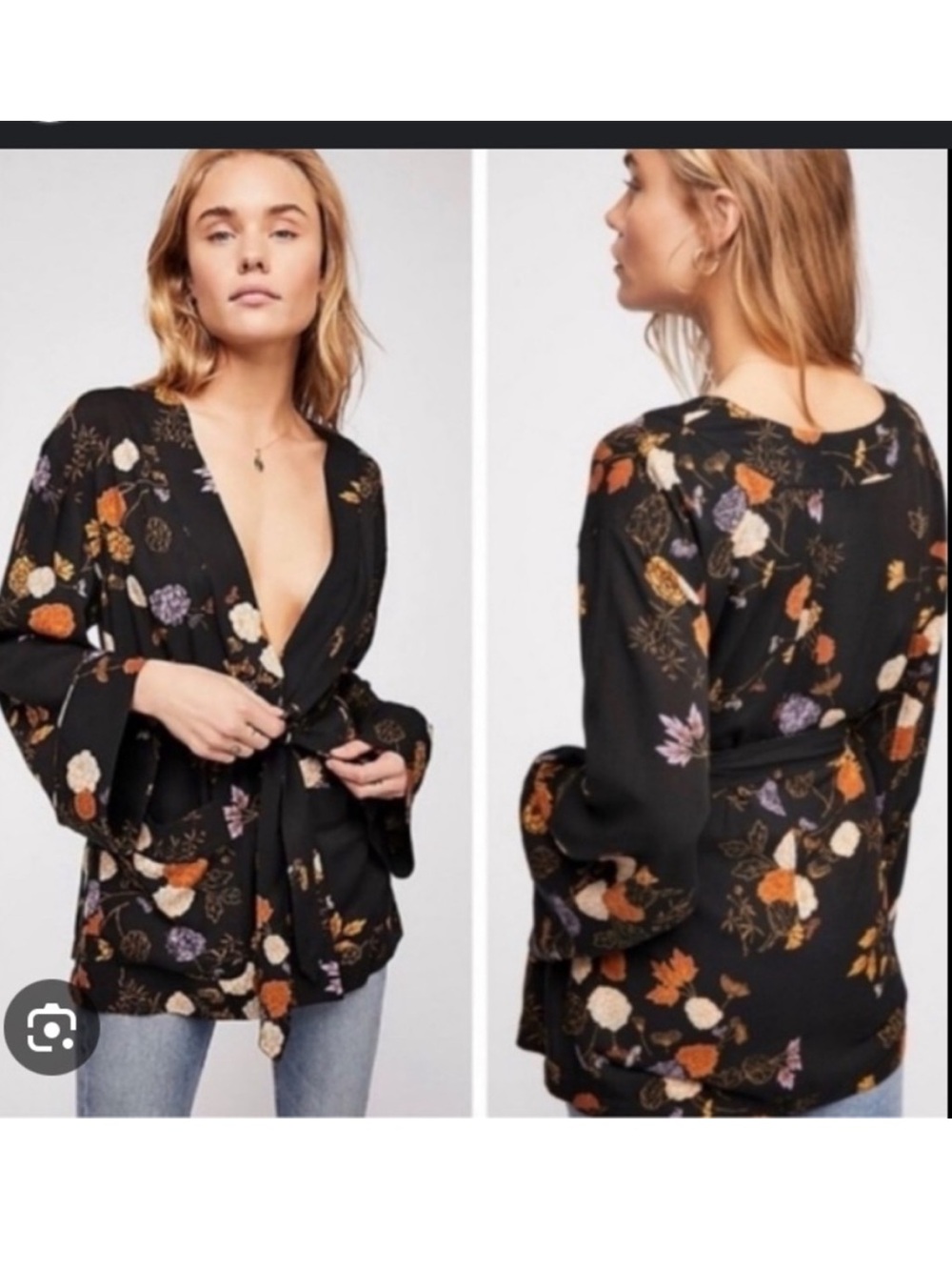 Free People Floral Wrap Kimono